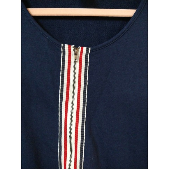 Venus WM 2X Dress Blue Front Zip Closure 2 Pocket Short Sleeve Drawstring Waist - Picture 3 of 5